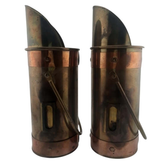 Brass & Copper Fireplace Accessories Match Holder & Coal Ash Scuttle Bucket - Picture 3 of 5
